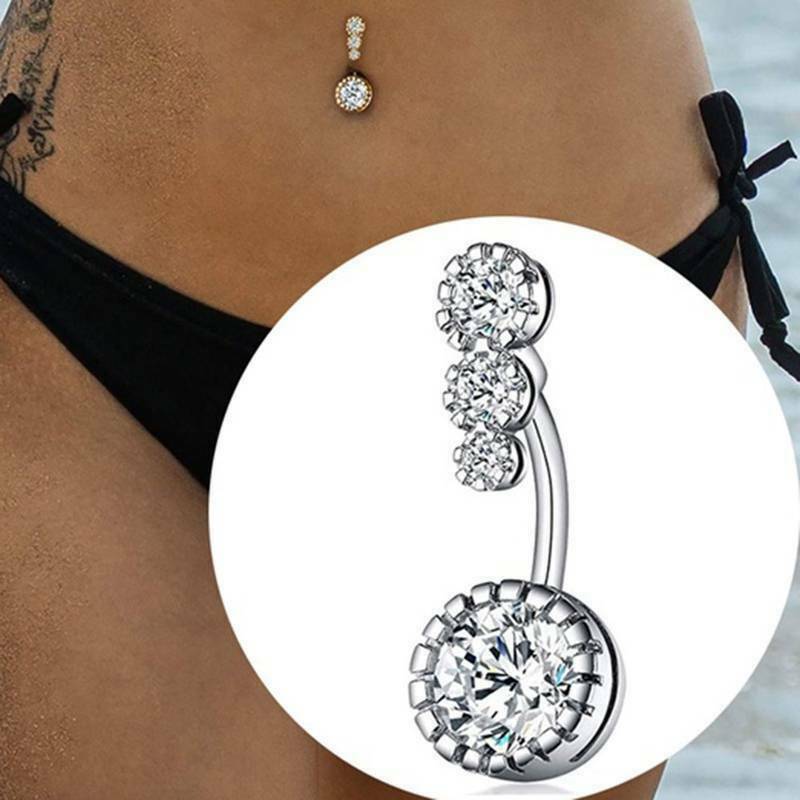 Bauchnabelpiercing Gebogener Stab Banane Nabel Zirkon Piercing Chirurgenstahl