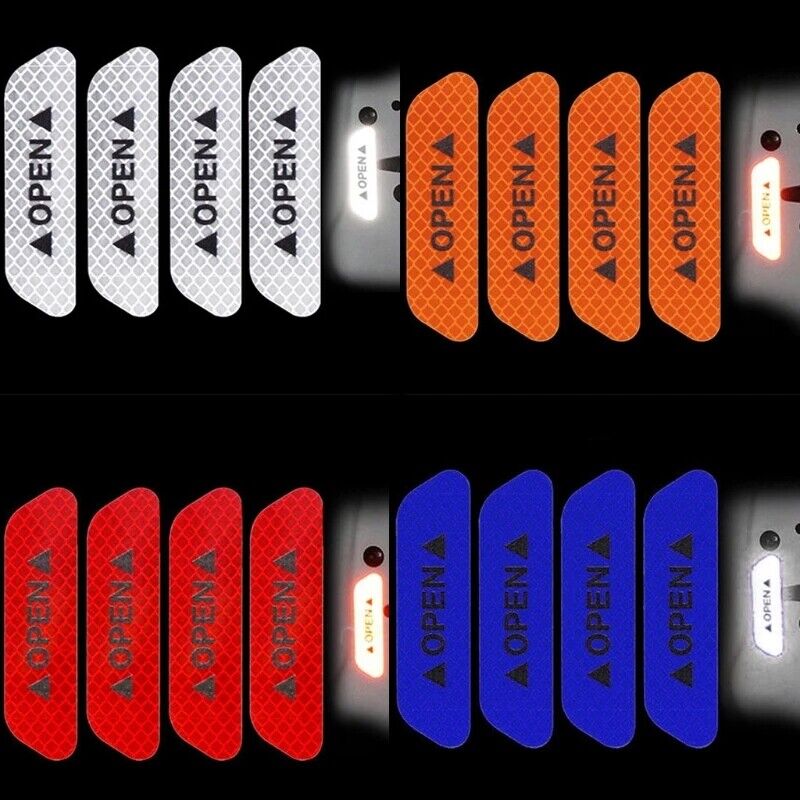 4x WEISS Reflektor Aufkleber Warnung Sicherheit Sticker Auto Tür