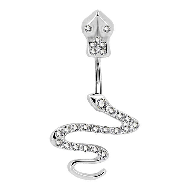 Schlange Bauchnabel Piercing Zirkonia Gebogener Stab Banane Nabel Chirurgenstahl