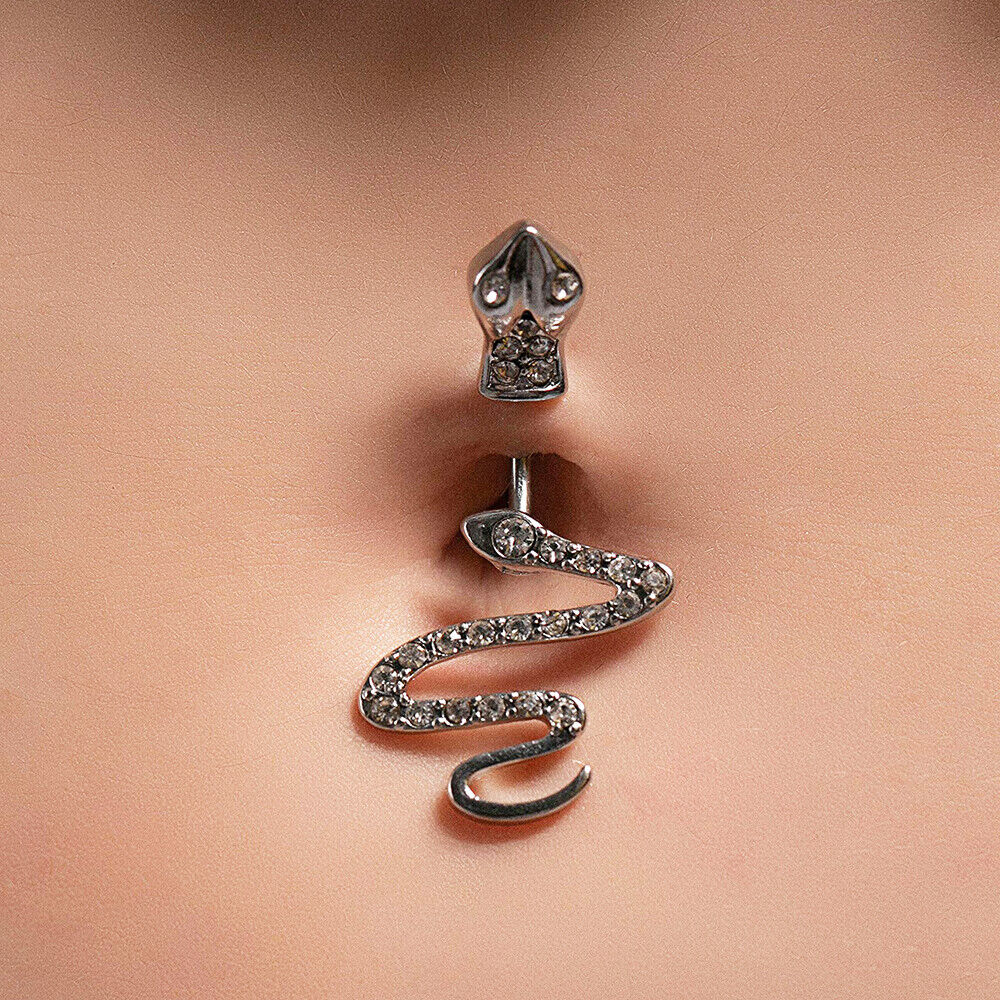 Schlange Bauchnabel Piercing Zirkonia Gebogener Stab Banane Nabel Chirurgenstahl