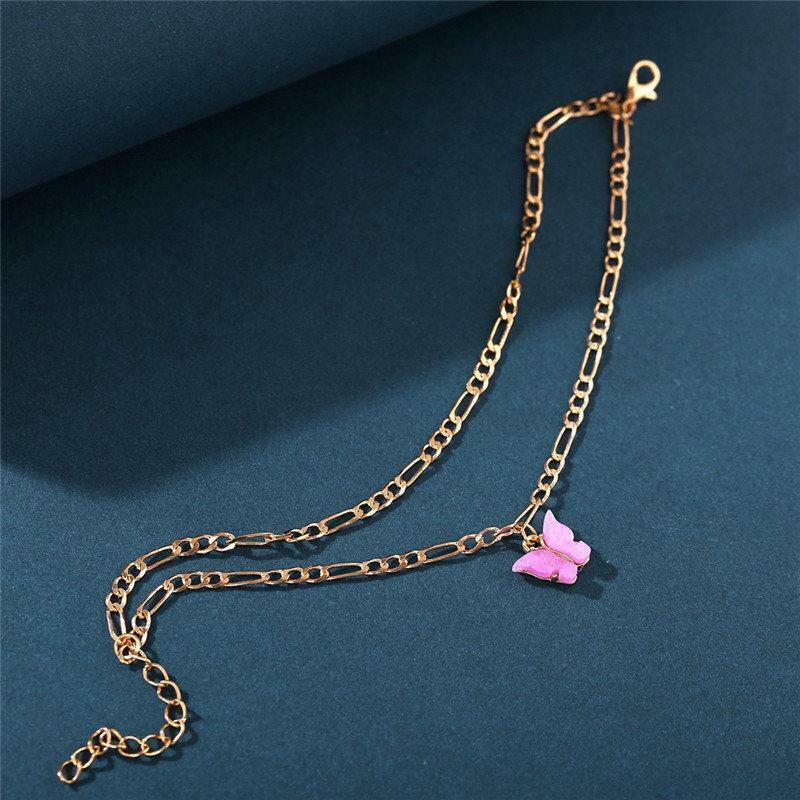 Damen Fußkettchen Fußkette Fuss Kette Modeschmuck Gold Schichten Schmetterling