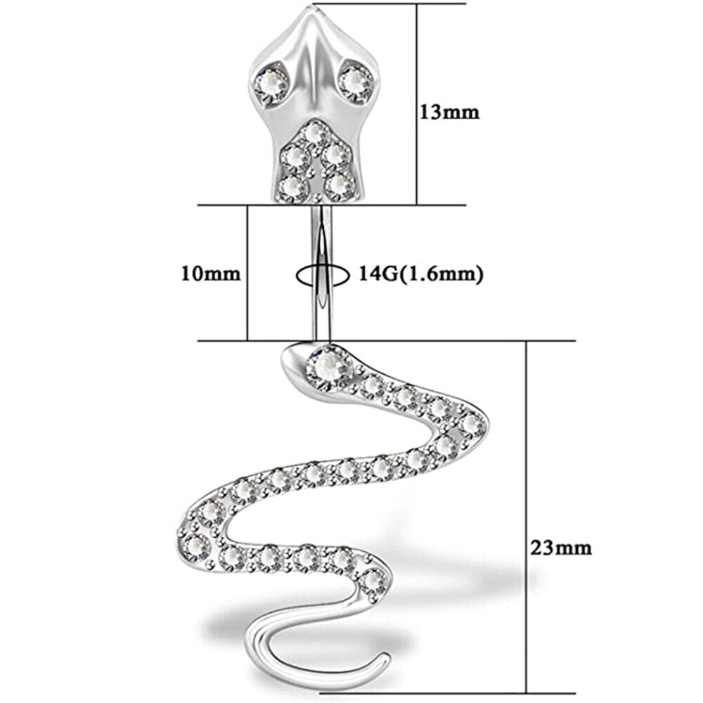 Schlange Bauchnabel Piercing Zirkonia Gebogener Stab Banane Nabel Chirurgenstahl