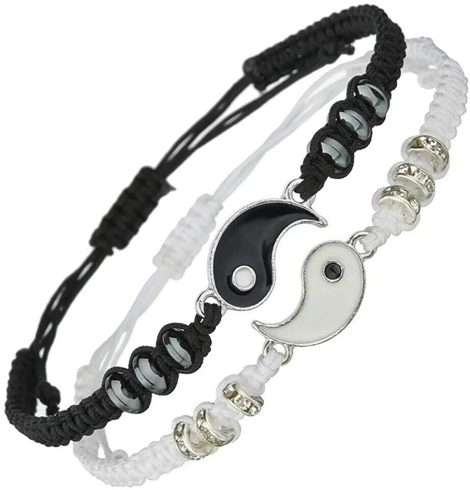 Partner Paare Armband Yin Yang Schwarz Weiß Damen Herren Freundschaftsarmband