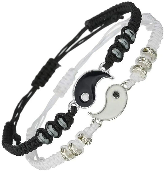 Partner Paare Armband Yin Yang Schwarz Weiß Damen Herren Freundschaftsarmband