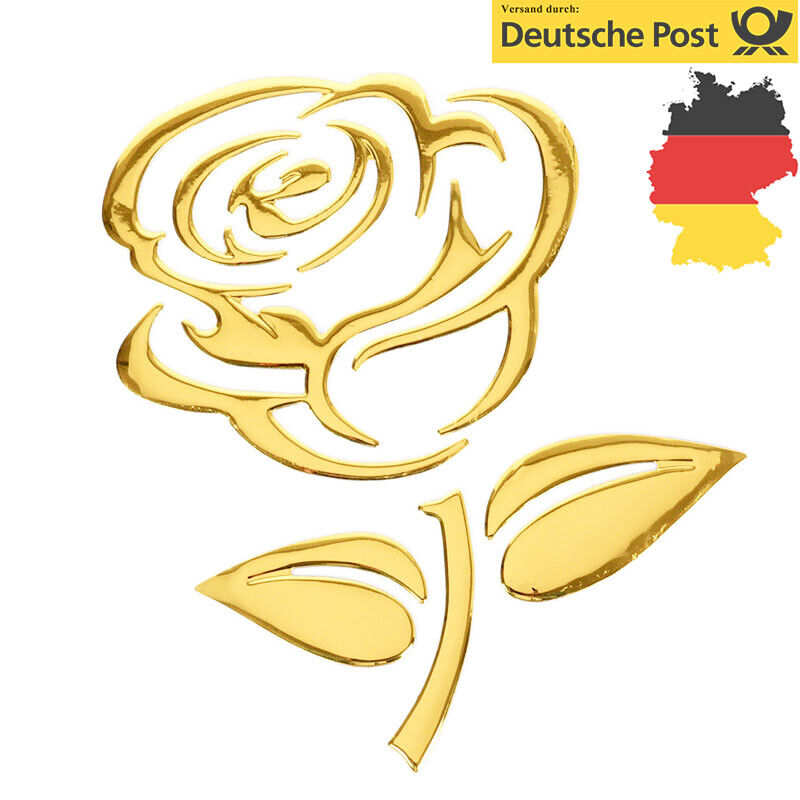 Aufkleber Auto Rose Blume Motorrad Styling 3D Sticker Emblem Chrom glänzend Gold