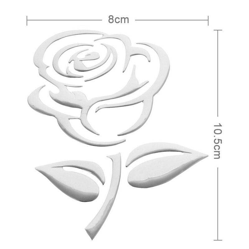 Aufkleber Auto Rose Blume Motorrad Styling 3D Sticker Emblem Chrom Silber