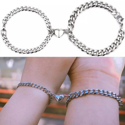 2x Partner Paare Armband Herz Magnet Freundschaft Liebe Geschenk Pärchen