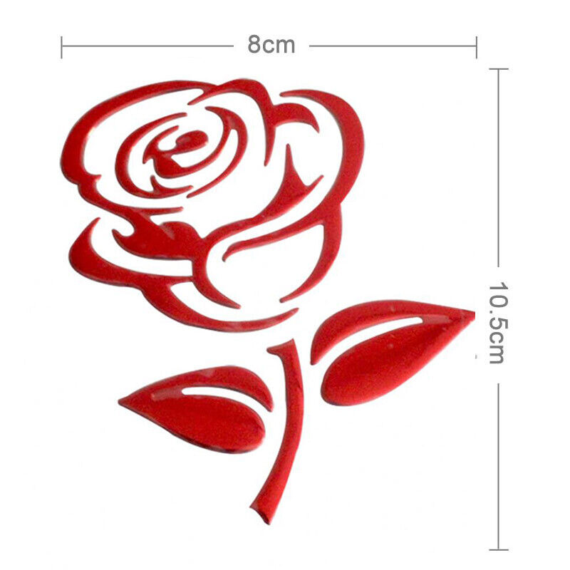 Aufkleber Auto Rose Blume Motorrad Styling 3D Sticker Emblem Chrom glänzend Rot