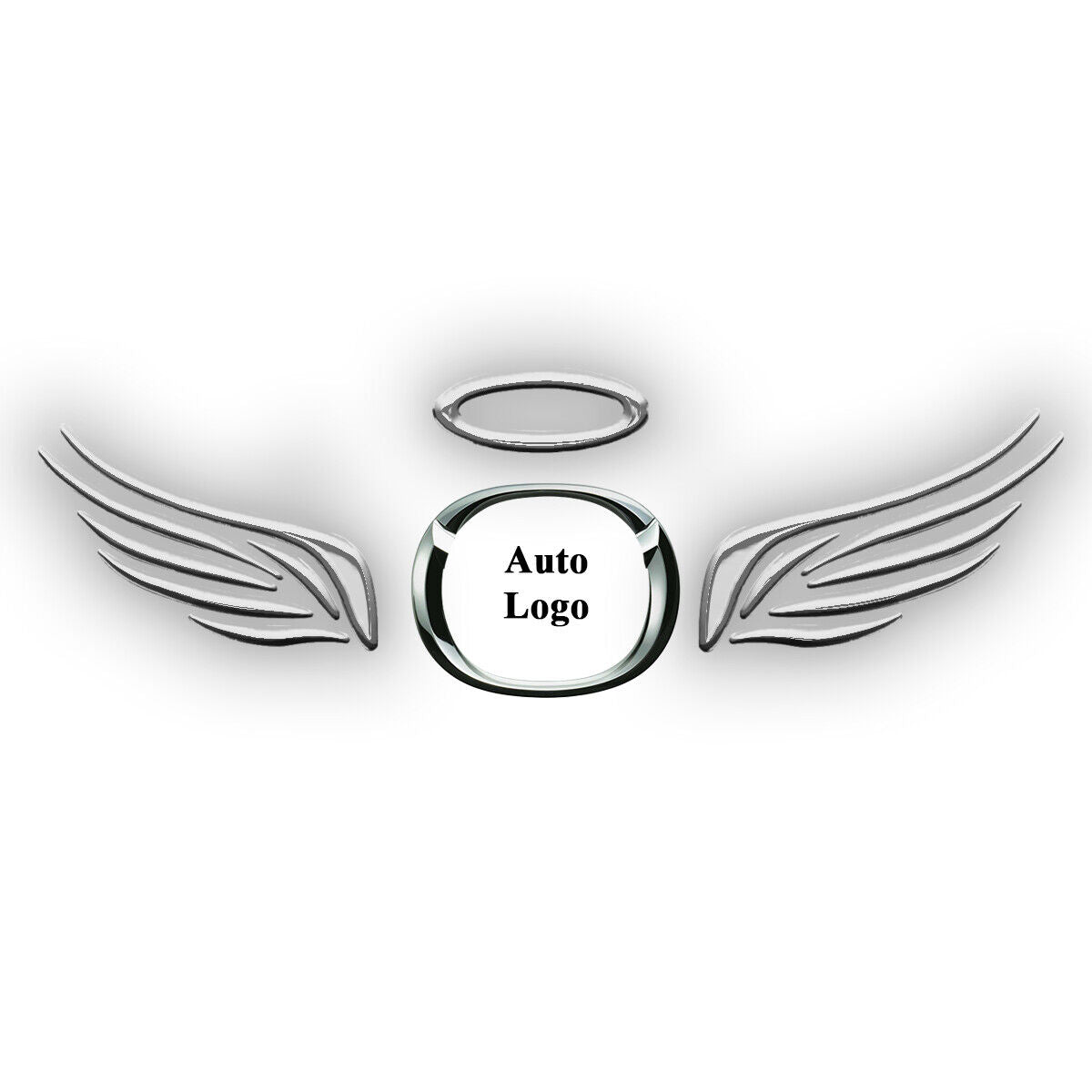 Auto Aufkleber 3D Flügel Engelsflügel Angel Emblem Silber Sticker Glänzend Logo