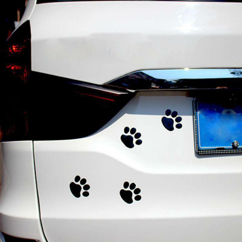 4x Aufkleber Auto Hunde Katzen Pfoten Tatzen 3D Sticker Emblem Tier Schwarz Füße