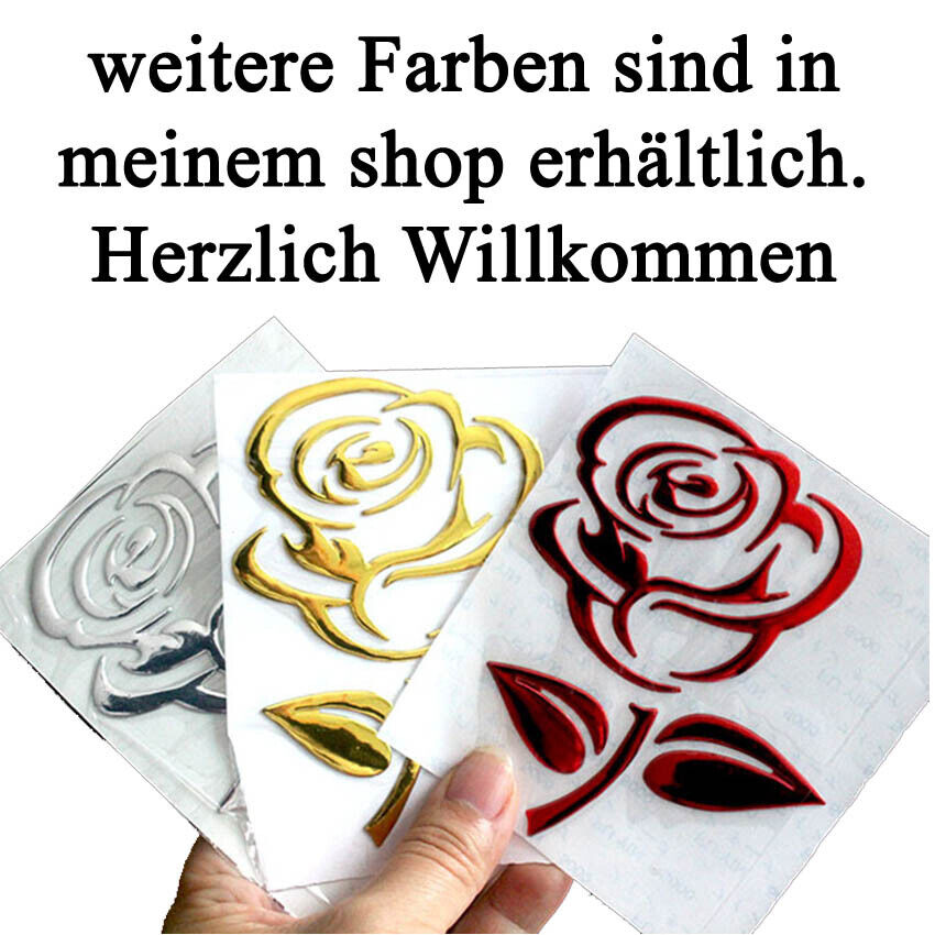 Aufkleber Auto Rose Blume Motorrad Styling 3D Sticker Emblem Chrom glänzend Gold