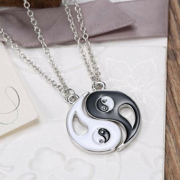 2x Partnerketten YIN & YANG Halskette Kette Liebe Anhänger Paare Herren Damen