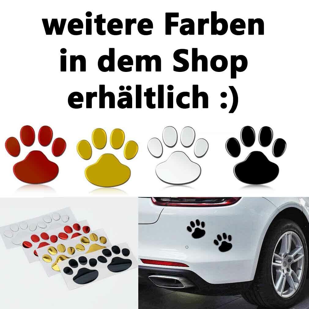 4x Aufkleber Auto Hunde Katzen Pfoten Tatzen 3D Sticker Emblem Tier Silber Chrom