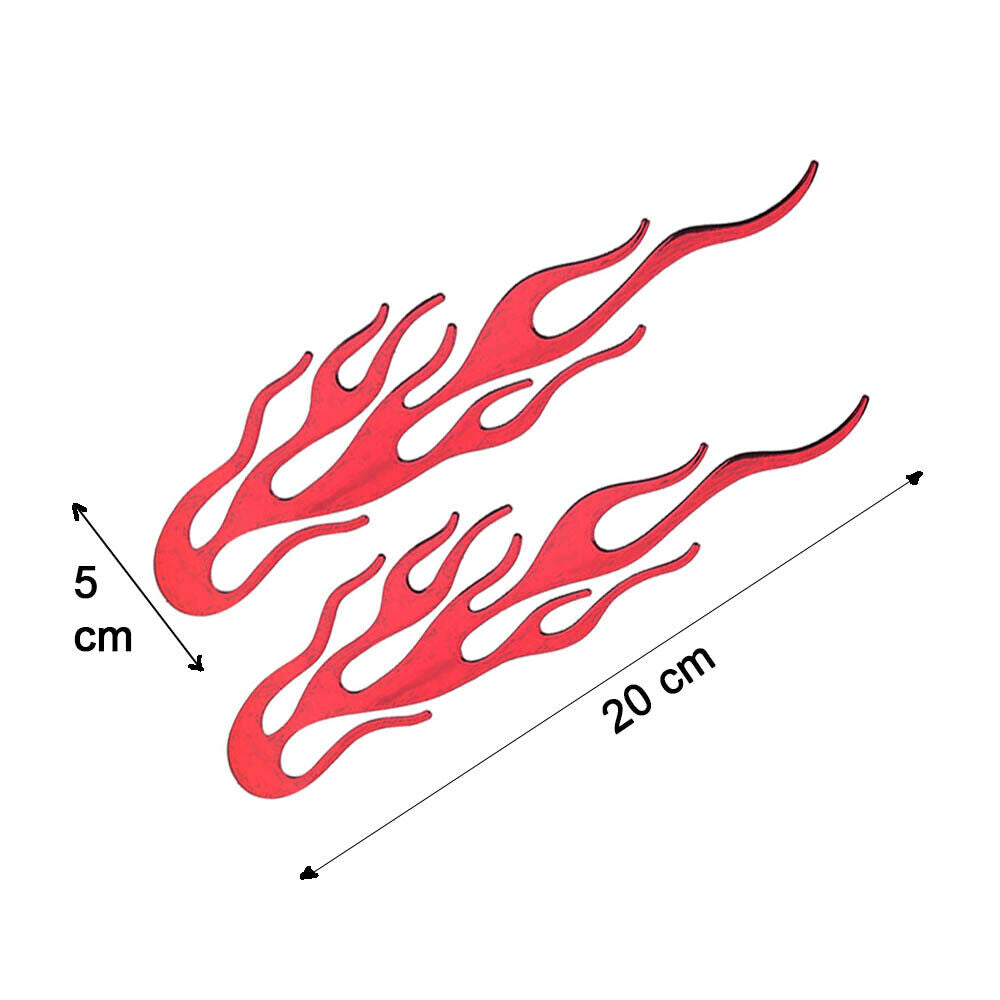 2 Flammen Autoaufkleber 3D Auto Aufkleber Feuer Sticker glänzend Motorrad Rot