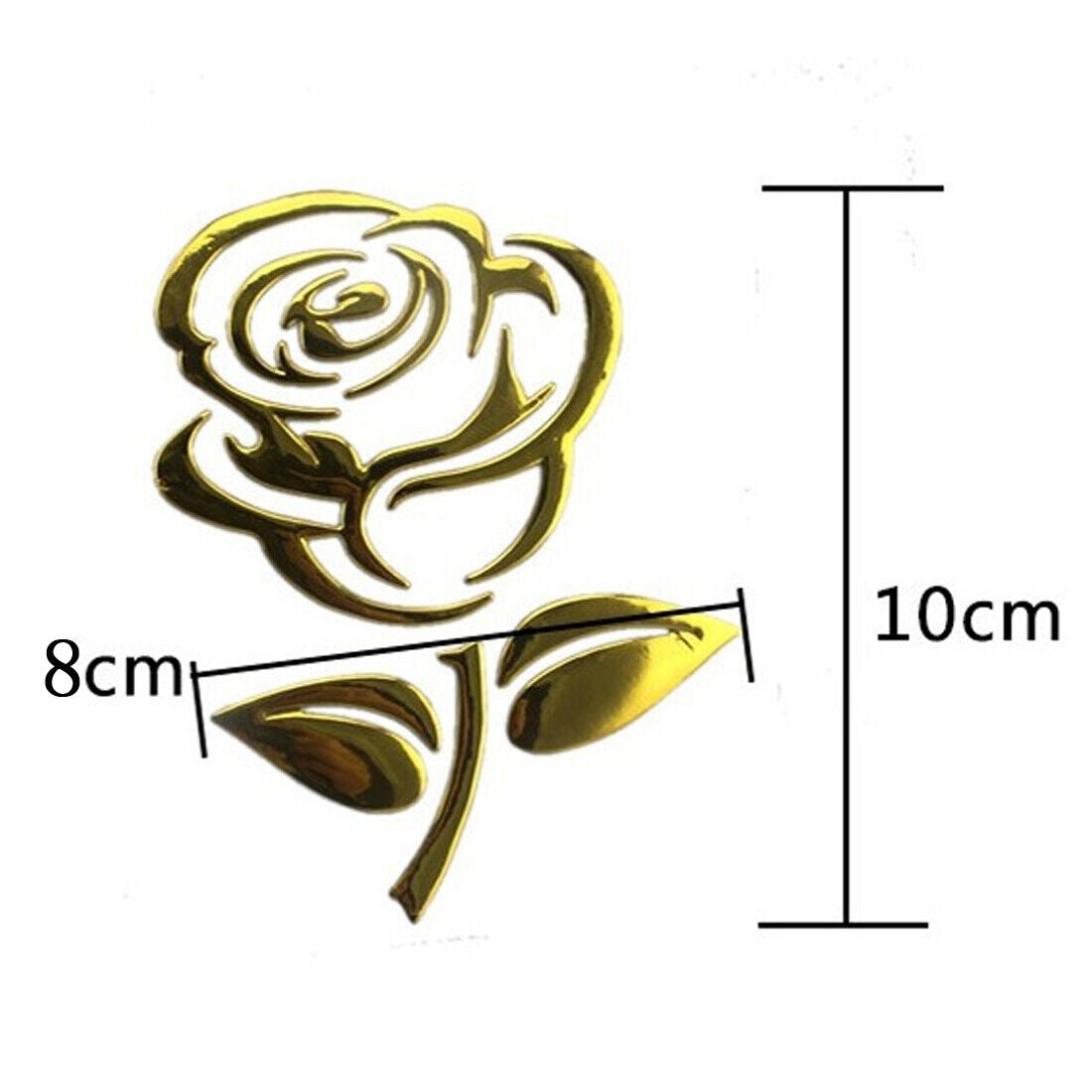 Aufkleber Auto Rose Blume Motorrad Styling 3D Sticker Emblem Chrom glänzend Gold