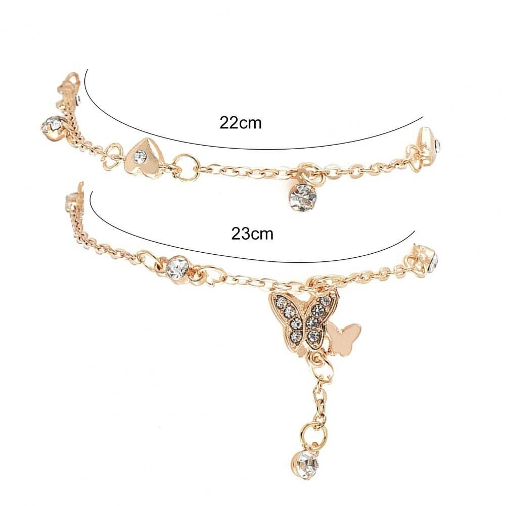 Damen Fußkettchen Fußkette Fuss Kette Modeschmuck gold Schichten Anhänger Perlen